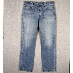 Vintage Levis 501 Jeans Mens 36x34 Blue Denim Button Fly 90s Light Whiskering